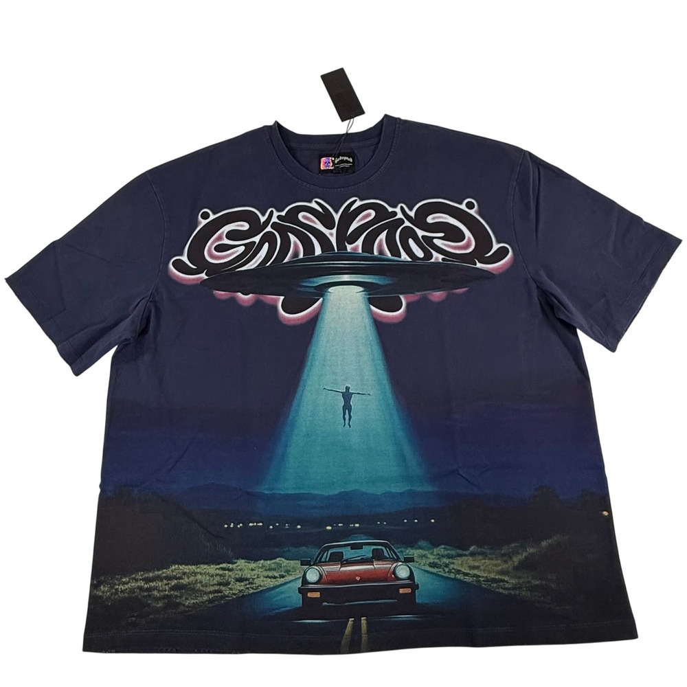 Godspeed Rarity Collection MMXIV UFO Abduction Graphic T-Shirt Navy XXL